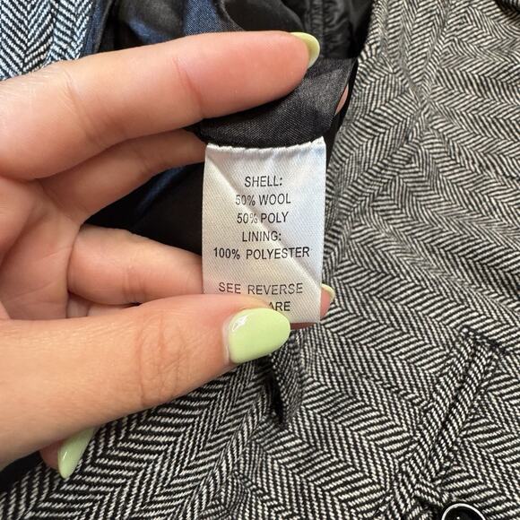 Madison Wool Blend Trousers Black Herringbone Wide Leg Career Womens Sz 14 - Picture 7 of 7